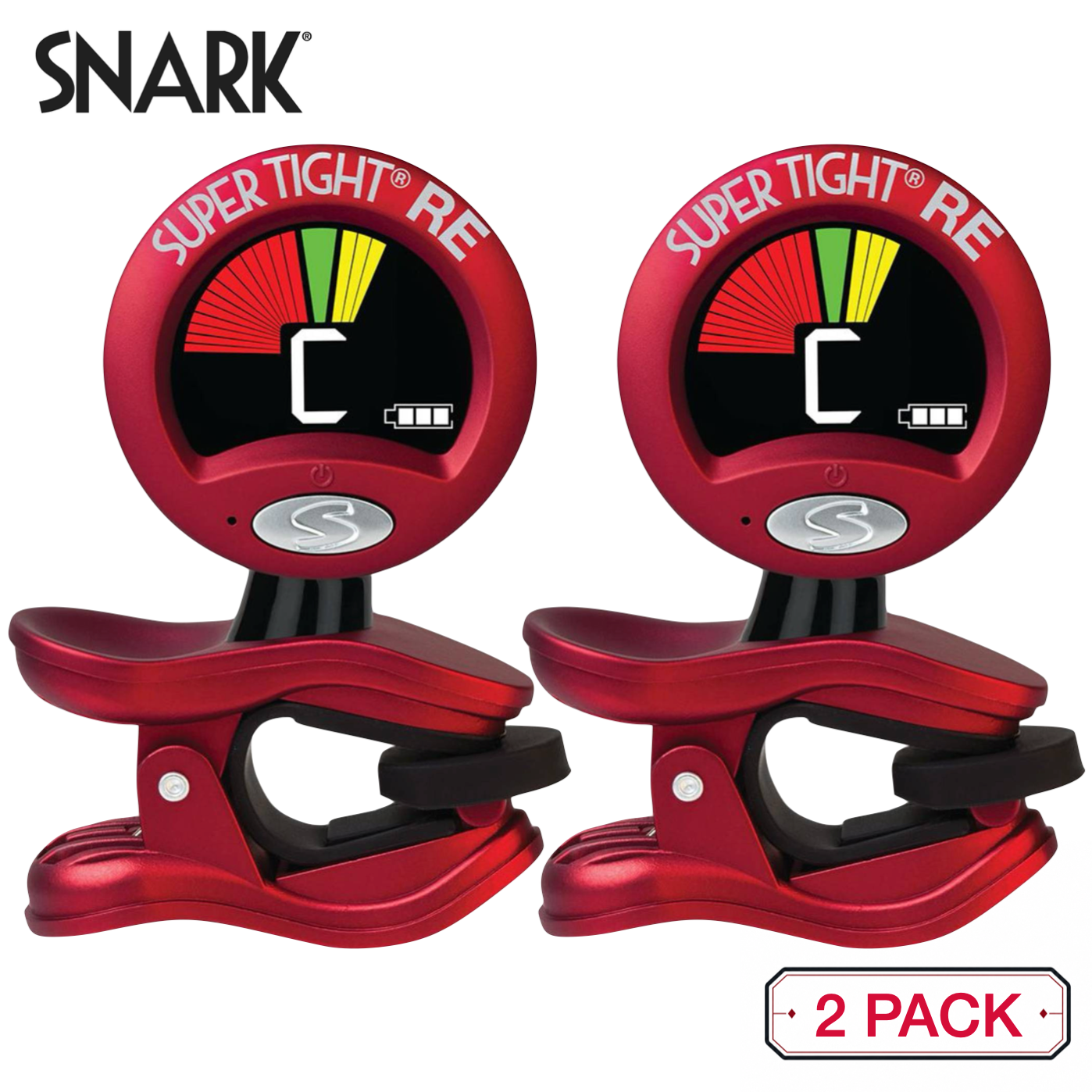 2-PACK Snark ST-2 Super Tight Rechargeable Chromatic All Instruments Clip-on Tuner