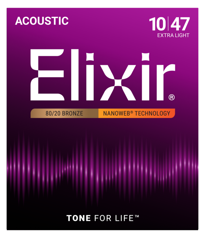Elixir 11002 Nanoweb 80/20 Bronze Acoustic Guitar Strings Extra Light .010-.047