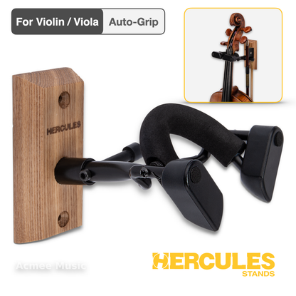 Hercules DSP57WB Auto Grip System Violin/Viola Wall Mount Hanger w/Bow Holder