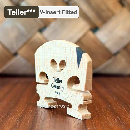 Teller*** Violin Fitted Bridge Ebony V Insert - Size Options: 4/4, 3/4, 1/2, 1/4