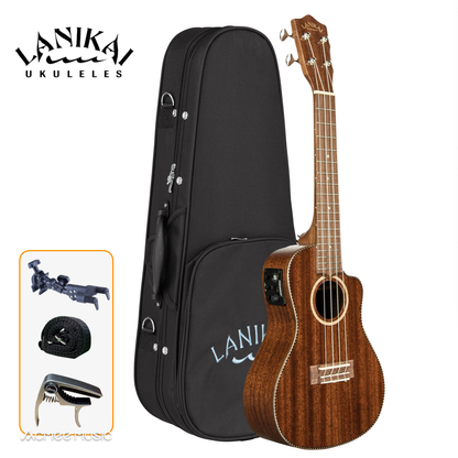 Lanikai MAS-CEC Solid Mahogany Concert Acoustic/Electric Ukulele with Foam Case