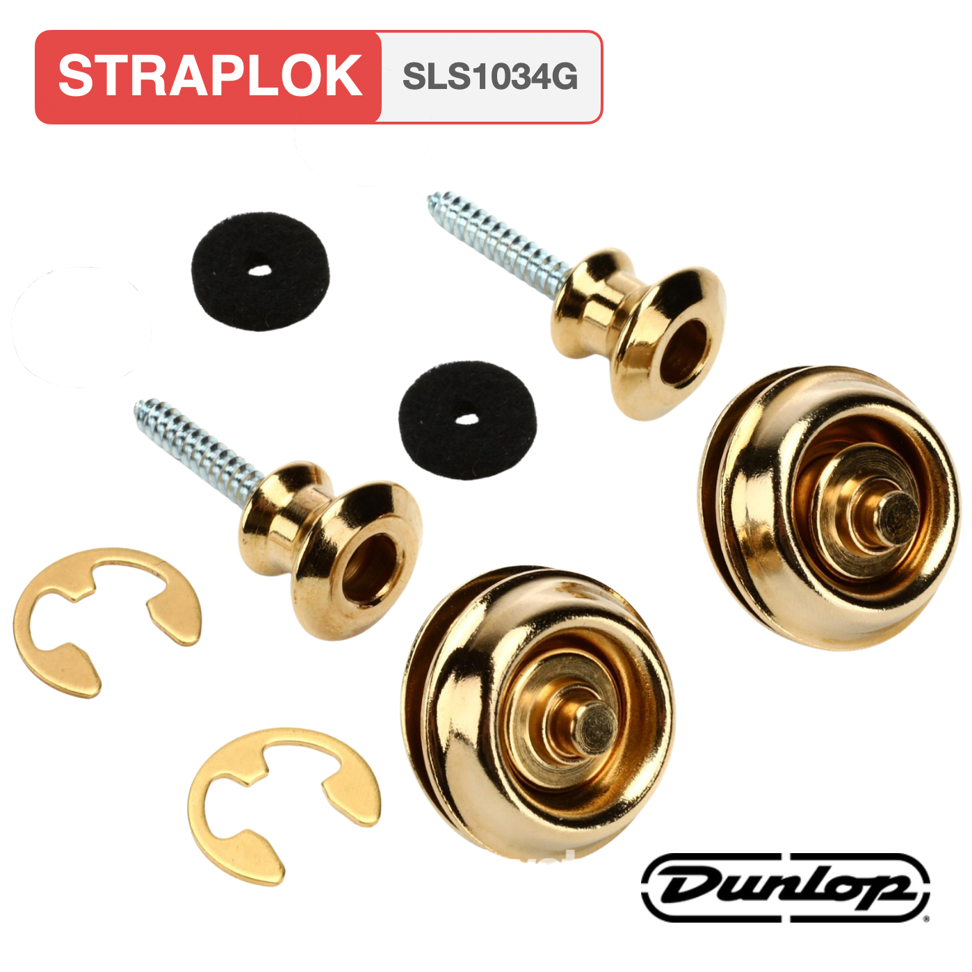 Dunlop STRAPLOK Guitar Strap Retainer - DUAL DESIGN SLS1034G - GOLD