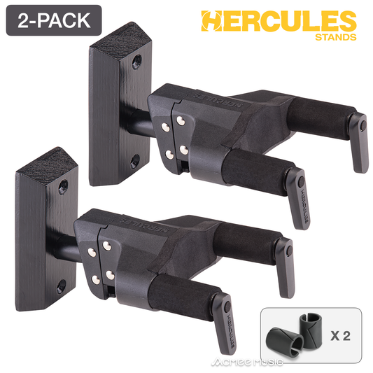 2-PACK Hercules GSP38WBKPLUS Auto Grip Wall Mount Guitar Hanger - Black