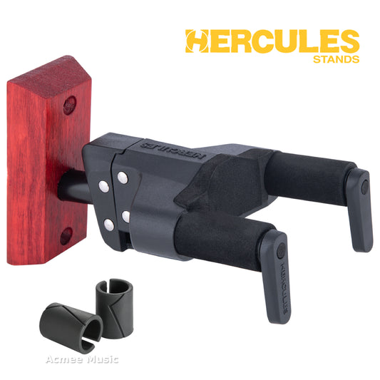 Hercules GSP38WB PLUS Auto Grip Wall Mount Guitar Hanger - RED Wood Base