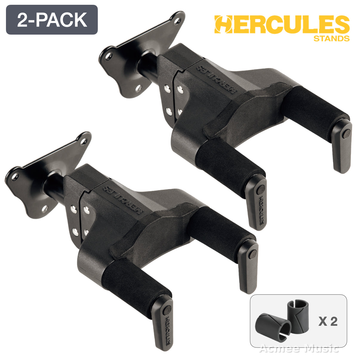 2-PACK Hercules GSP39WBPLUS Guitar/Bass Hanger Wall Mount - Steel Base