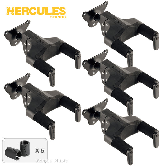 5-PACK Hercules GSP39WBPLUS Guitar/Bass Hanger Wall Mount - Steel Base