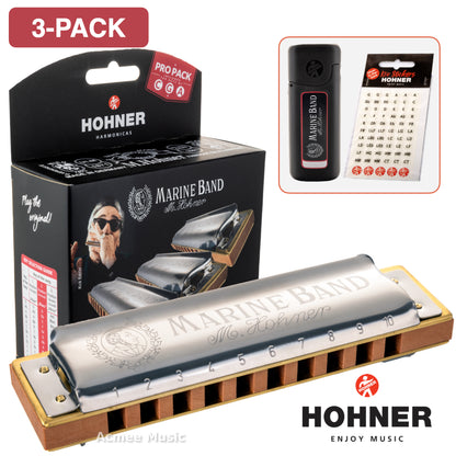 Hohner Marine Band 1896 Pro Pack Diatonic Harmonica MBAND-3PK (G,C,A)
