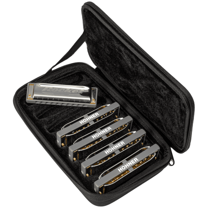 Hohner ROCKET 5-PACK Diatonic Harmonica Set with C-7 Case, Keys of C G A D Bb