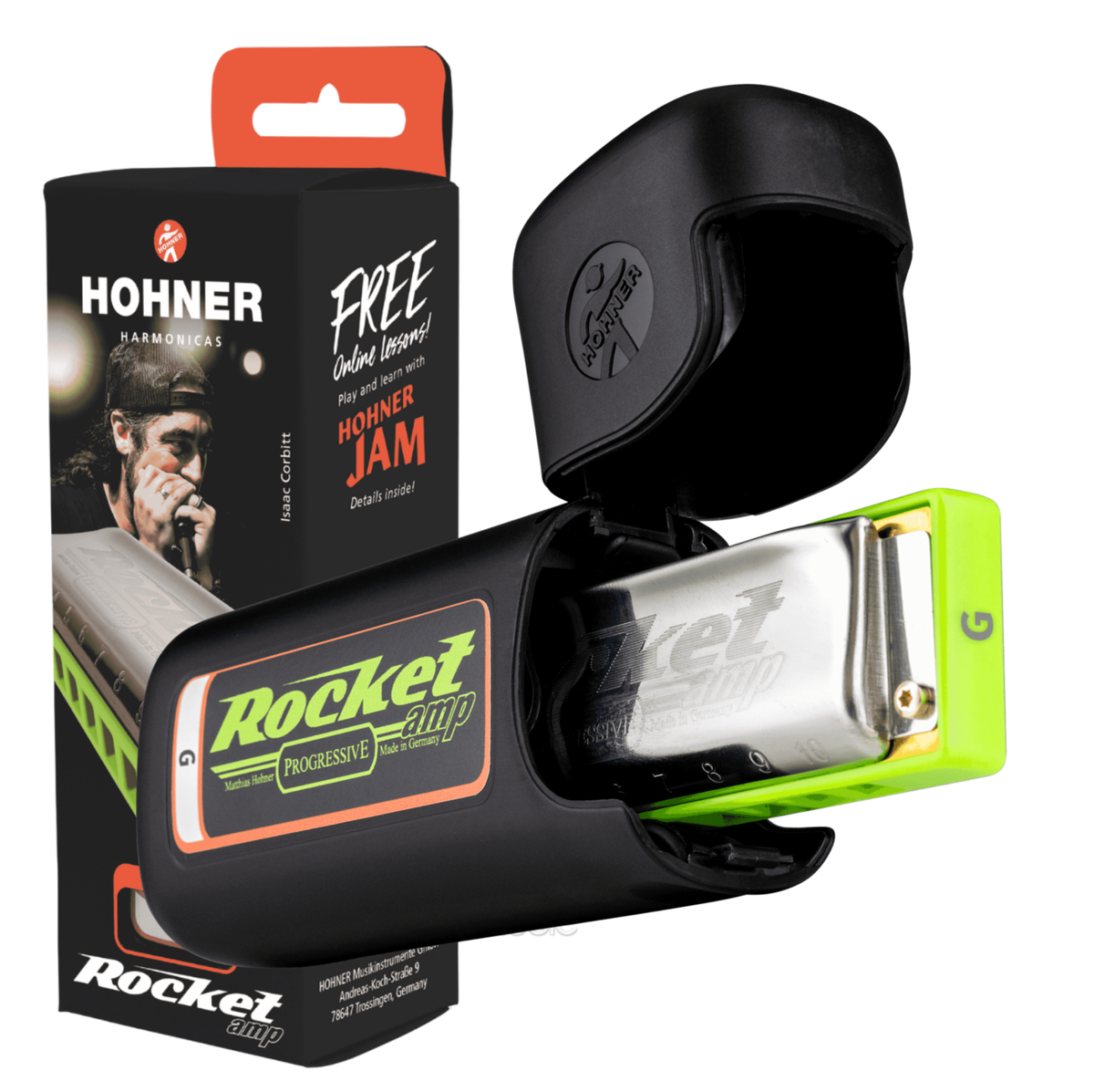 Hohner Rocket Amp ROCKA-G Progressive Diatonic Harmonica with Case - Key of G