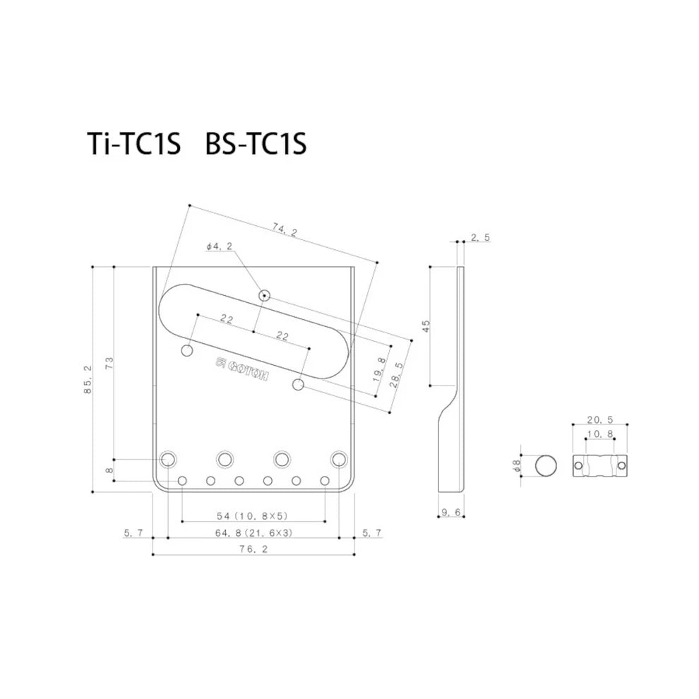 Gotoh BS-TC1S In-Tune Steel Tele Bridge Cut Down Sides Brass Saddles -NICKEL