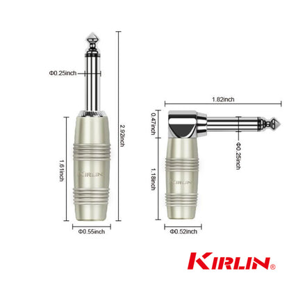 Kirlin IP-202PR 20FT Guitar Instrument Cable - 20AWG, 1/4" Straight to 1/4'' Right Angle