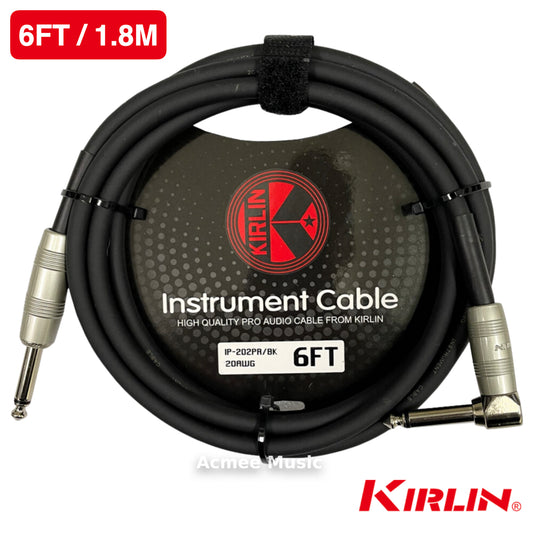 Kirlin IP-202PR 6FT Guitar Instrument Cable - 20AWG, 1/4" Straight to 1/4'' Right Angle