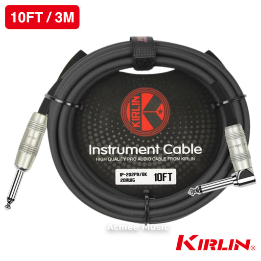 Kirlin IP-202PR 10FT Guitar Instrument Cable - 20AWG, 1/4" Straight to 1/4'' Right Angle