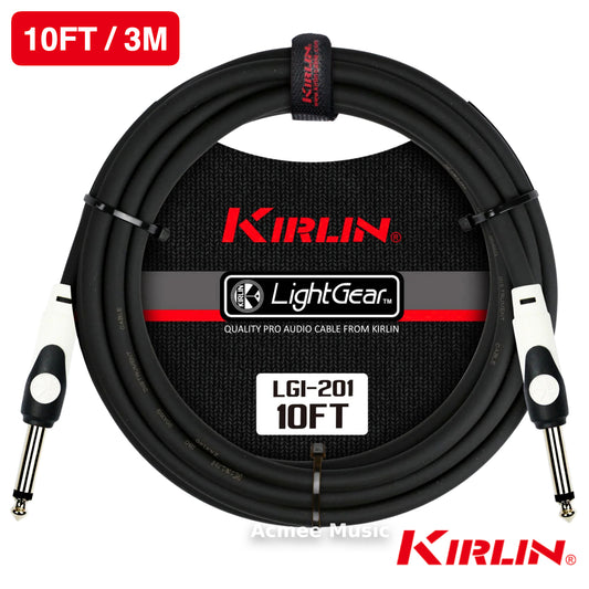 Kirlin 10FT LGI-201 Guitar Instrument Cable - 20AWG, Straight 1/4" Mono Plug