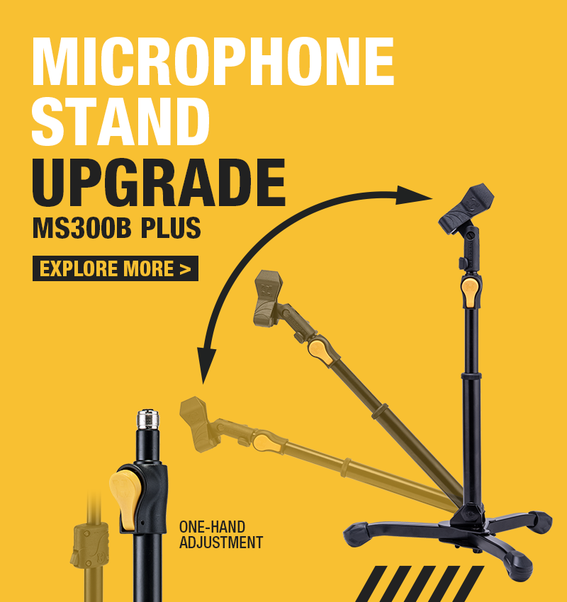 Hercules MS300BPLUS Low Profile Height Adjustable Tripod Microphone Stand