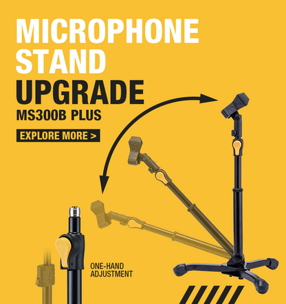 Hercules MS300BPLUS Low Profile Height Adjustable Tripod Microphone Stand