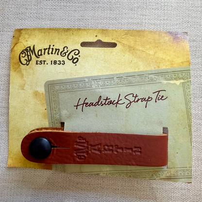 Martin Acoustic Guitar Strap Headstock Button Tie - Leather Brown