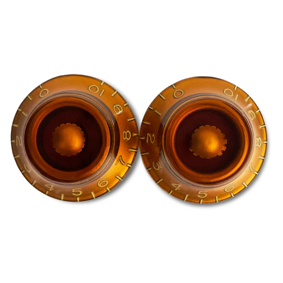 Set of 4 Allparts Vintage Style Bell Top Hat Knobs for Gibson USA Split Shaft Pots -Amber