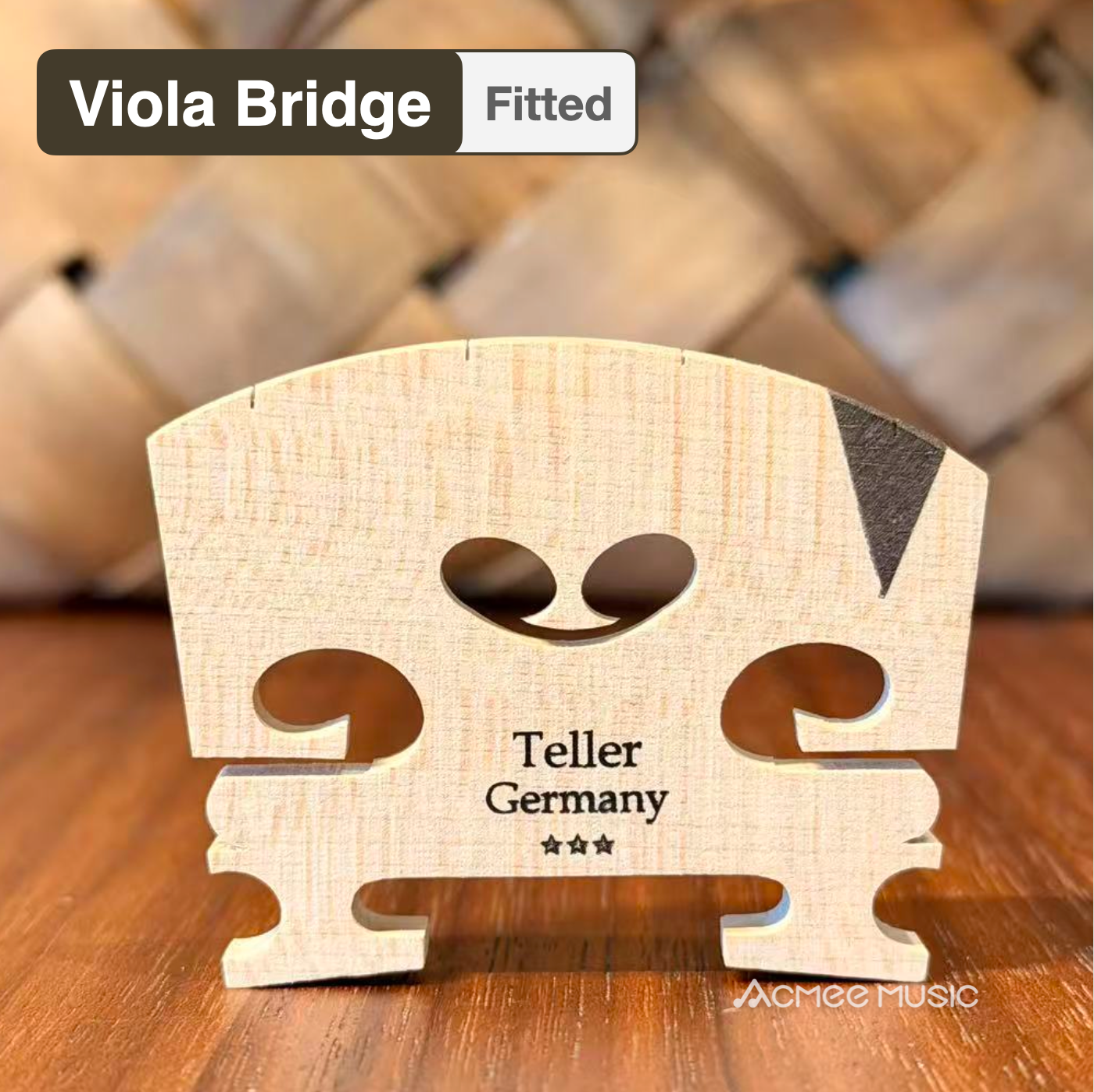 Teller Germany*** Fitted VIOLA Bridge Ebony V Insert - Size Options 46mm, 48mm