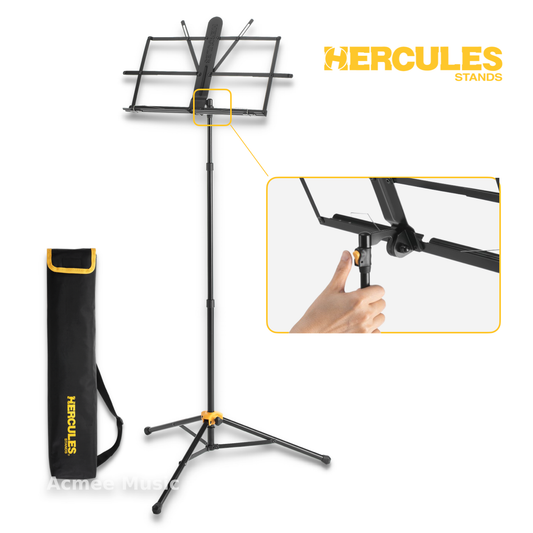 Hercules BS118BB  EZ Grip Compact Folding 3-SECTION MUSIC STAND W/ Carrying BAG