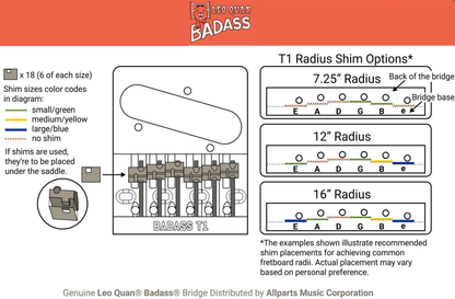 Leo Quan Badass T1 Bridge for Fender Telecaster/Tele Guitar - Chrome