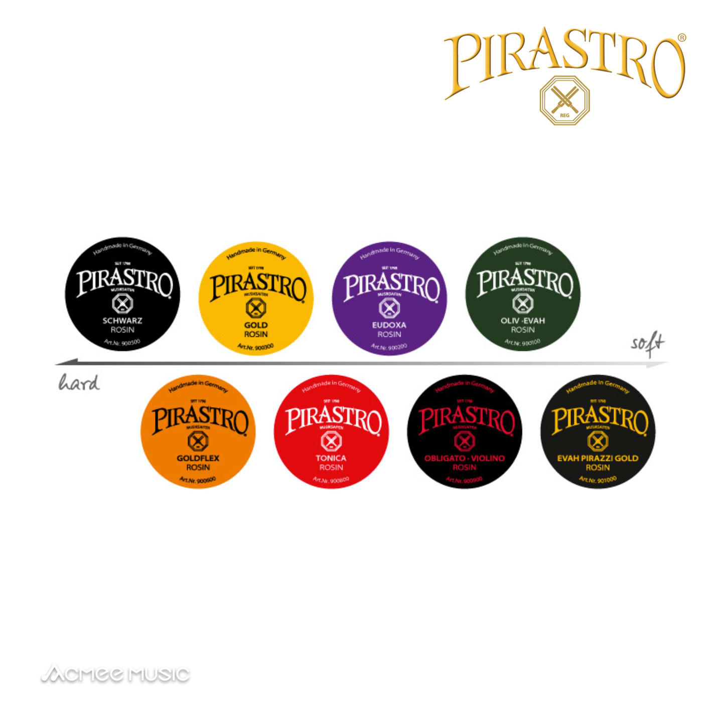 Pirastro Schwarz Hard Rosin for Violin / Viola / Cello, Handmade in Germany