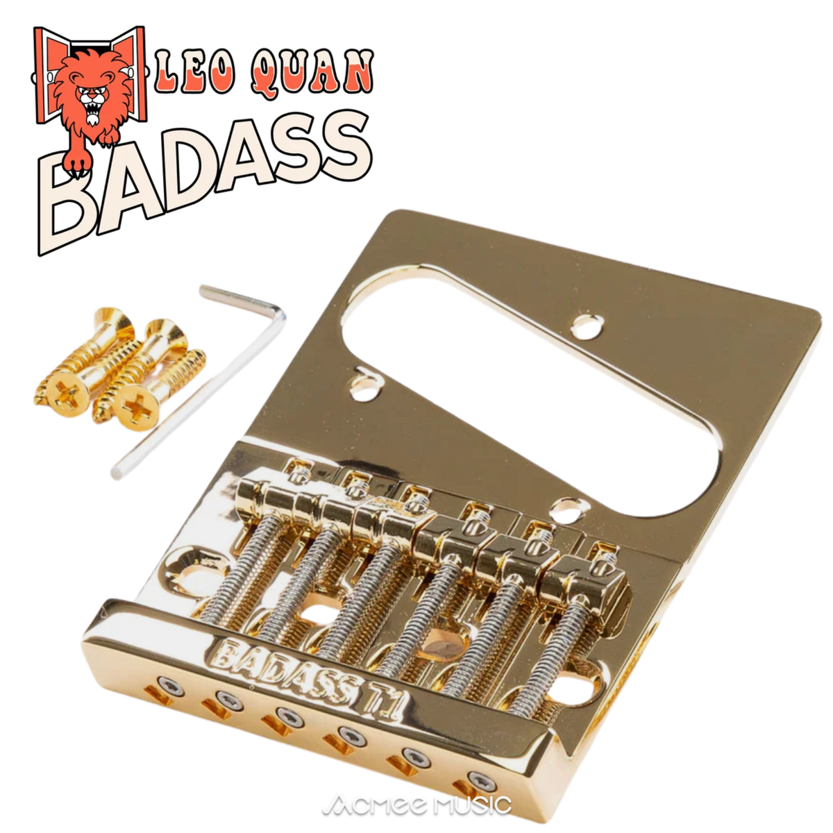 Leo Quan Badass T1 Bridge for Fender Telecaster Tele Guitar - Gold