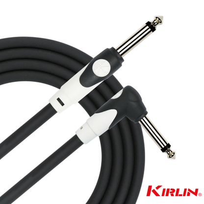 Kirlin 10FT LGI-202 Guitar Instrument Cable - 20AWG, 1/4" Mono Straight to Right Angle