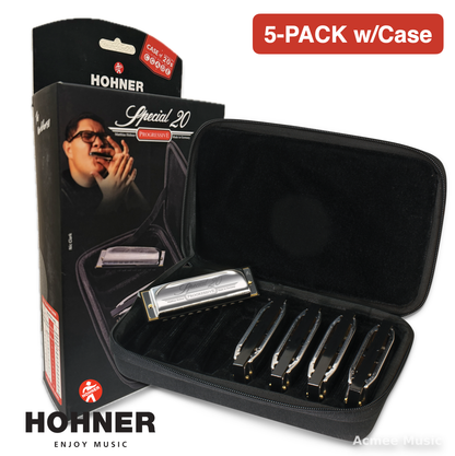 Hohner Special 20 Diatonic Harmonica 5-PACK Bundle (G,A,C,D,E) w/Case