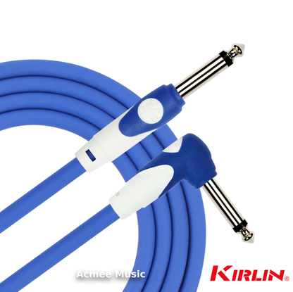 Kirlin 10FT LGI-202 Guitar Instrument Cable - 20AWG, 1/4" Straight to Right Angle, BLUE