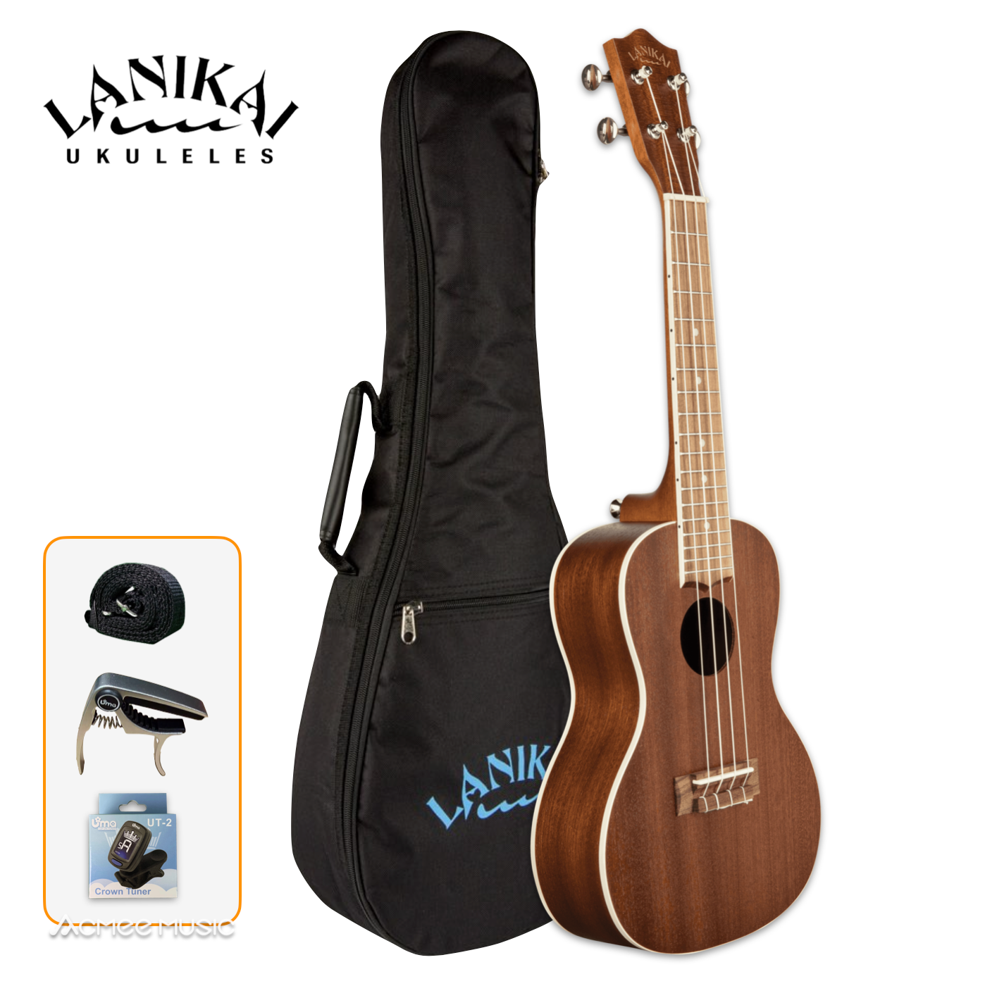 Lanikai MA-C Mahogany Concert 23" Ukulele with Padded Gig Bag