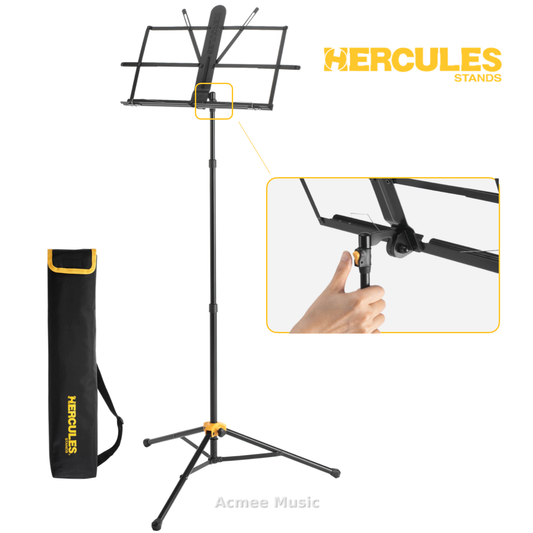 Hercules BS118BB 3-Section EZ Grip Compact Folding Music Stand with Carrying Bag