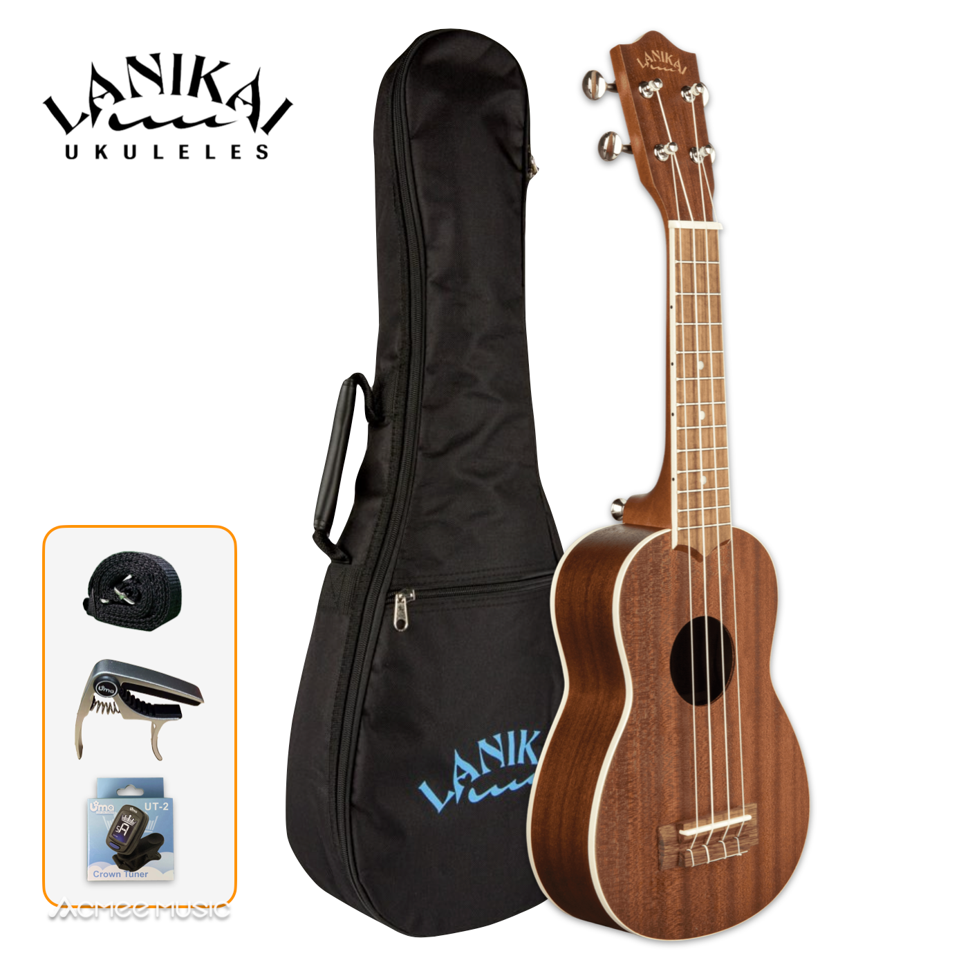 Lanikai MA-S Mahogany Soprano 21" Ukulele with Padded Gig Bag