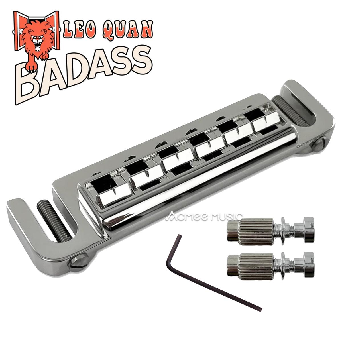 Leo Quan Badass NICKEL Wraparound Guitar Bridge wIth Metric Locking Stud for Import Brands