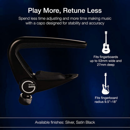 G7th Newport 6-String Guitar Capo Fine-Tune Quick Release - Satin Black